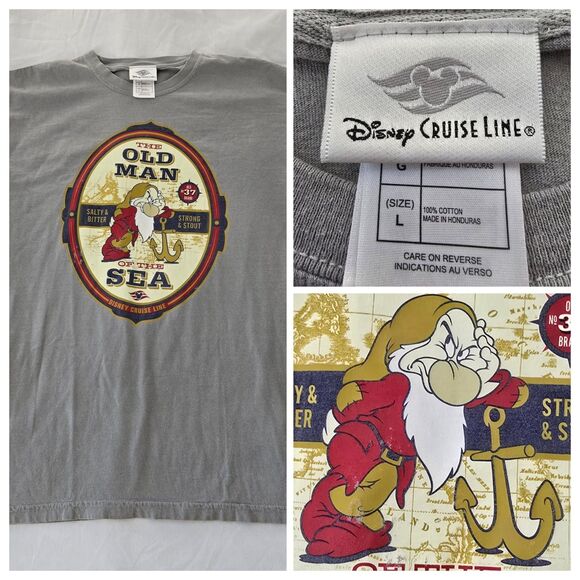 Disney Cruise Line Exclusive Grumpy Shirt Mens L Old Man Of The Sea Snow White - Picture 1 of 9